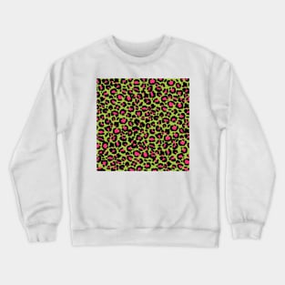 Leopard Pattern in Raspberry on Lime Green Crewneck Sweatshirt